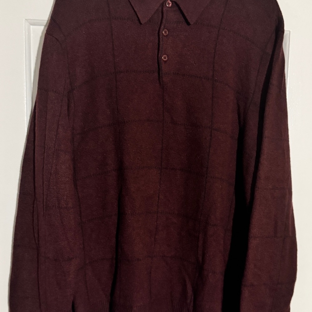 Old Navy Men's Dark Burgundy Long-Sleeve Polo Sweater